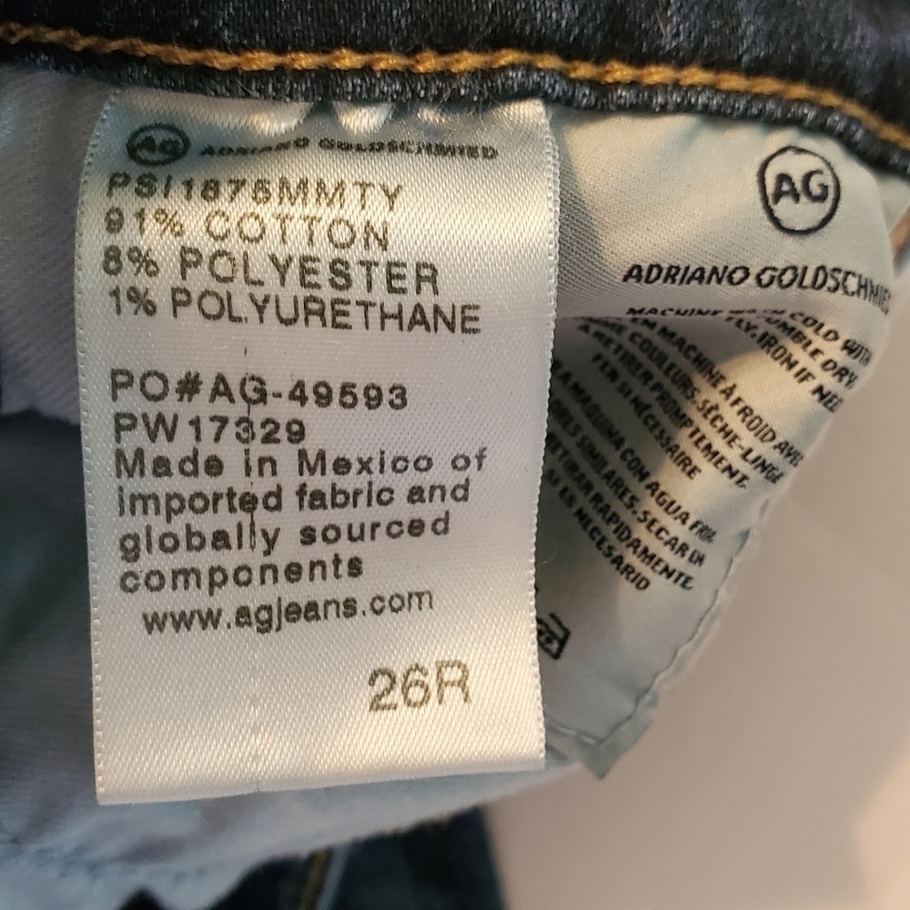 AG The Mari High Rise Straight Jeans Sz 26R, Medium Blue Wash, Gold Stitch - Picture 5 of 8
